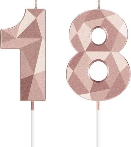 Miniatura 21 de Nuanchu Velas de cumpleaños número 10 en forma de diamante 3D, velas numeradas para pastel de cumpleaños, velas temáticas para hornear en familia