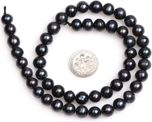 Miniatura 3 de Cuentas de perlas cultivadas de agua dulce para hacer joyas, piedras preciosas semipreciosas, 0.315-0.354 in, hilo negro, 15 pulgadas, color teñido