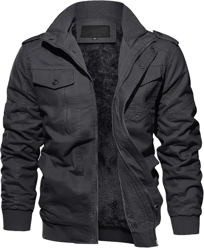 Miniatura 7 de Chaqueta EKLENTSON para hombre, con aislamiento térmico grueso, con múltiples bolsillos, con cremallera delantera, abrigo con forro polar