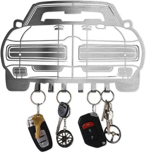 Miniatura 25 de MOOH Llavero de metal para automóvil con 6 ganchos, decoración única de pared para hombres y mujeres, decoración de cueva de hombre genial