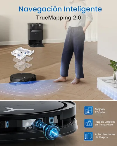 Miniatura 8 de ECOVACS DEEBOT T50 Omni Robot Aspirador y trapeador, 3.19 pulgadas, ultra delgado, succión de 15,000 Pa, ZeroTangle 2.0, limpieza de bordes TruEdge