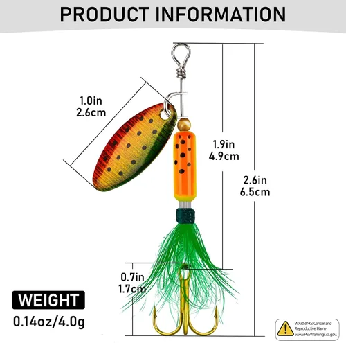 Miniatura 2 de THKFISH Spinnerbait Spinners Spinnerbait señuelos de trucha Señuelos de pesca para lubina trucha Crappie