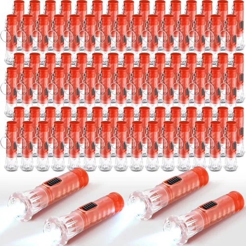 Miniatura 7 de Jexine 100 piezas Mini Linterna Llavero A granel Colores Surtidos Antorcha Llavero Linternas LED Llavero Pequeño Luz de Linterna para Senderismo