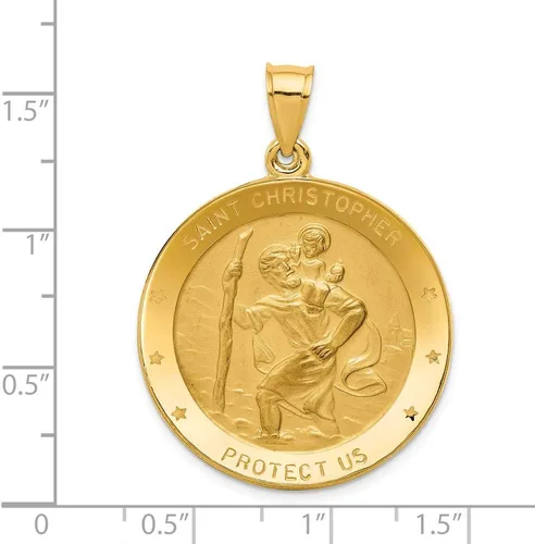 Miniatura 3 de Colgante con medalla de San Cristóbal de oro amarillo macizo de 14 k, 1.575 in x 1.142 in, Metal