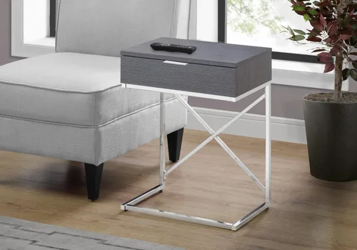 Miniatura 4 de Monarch Specialties I Accent, mesa final, mesita de noche, GRIS