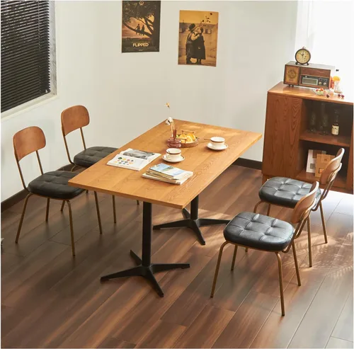 Miniatura 2 de Juego de 2 sillas de comedor modernas de mediados de siglo, sillas retro con asiento tapizado de piel sintética y respaldo de madera maciza y patas