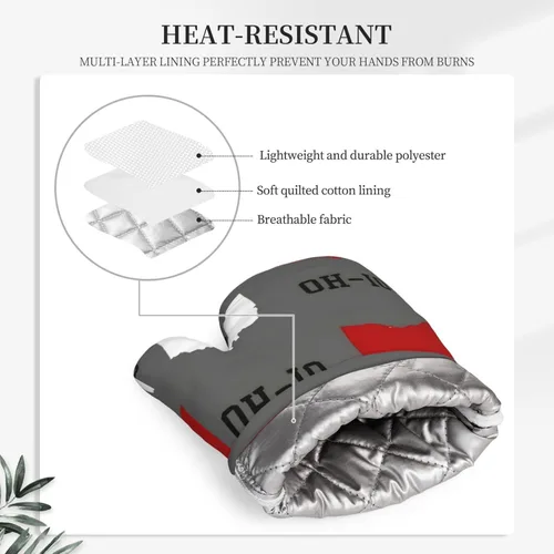 Miniatura 5 de Ohio State - Juego de manoplas de horno y soportes para ollas, resistentes al calor, antideslizantes, de silicona, con guantes de horno y Gris