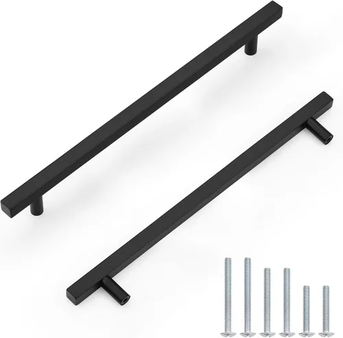 Miniatura 35 de Probrico Paquete de 5 manijas de gabinete, color negro, 2-1/2 pulgadas (2.520 in), barra cuadrada en T, manijas de gabinete de cocina, tiradores