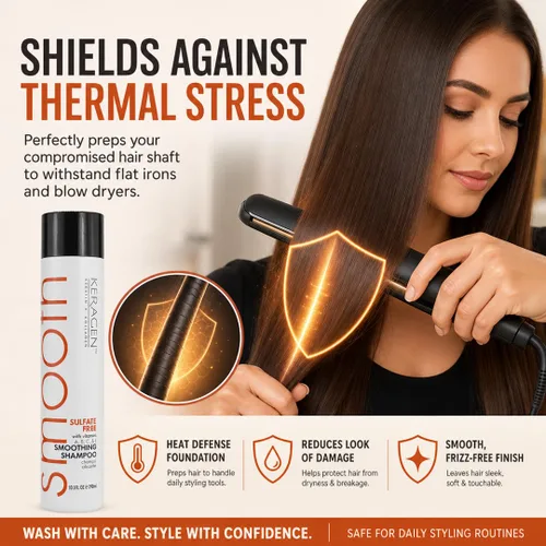 Miniatura 6 de KERAGEN Champú suavizante sin sulfato – Fórmula de doble proteína para cabello teñido y dañado Control de encrespamiento, protección contra