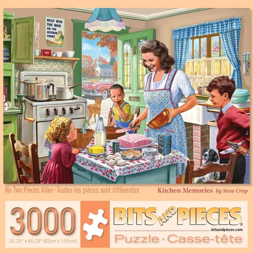 Miniatura 10 de Bits and Pieces Rompecabezas grande de 500 piezas para adultos - Rompecabezas clásico de los años 50 'Kitchen Memories' por el artista Steve Crisp