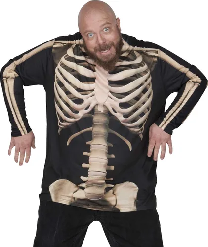 Faux Real Camiseta de manga larga realista con esqueleto 3D de Halloween, Multi colorido