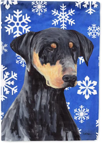 Miniatura 295 de Caroline's Treasures SC9374GF Bulldog English Snow flakes Holiday Garden Flag Buzón Bandera decorativa para patio exterior, patio, obras de arte