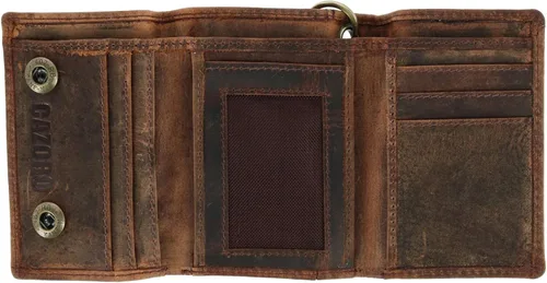 Miniatura 4 de Cazoro - Cartera de cuero vintage con cadena triple RFID para hombre