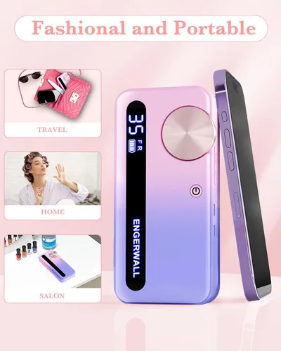Miniatura 4 de Taladro de uñas recargable de 35000 RPM, lima de uñas eléctrica portátil profesional para uñas de gel acrílicas, kit de archivo electrónico