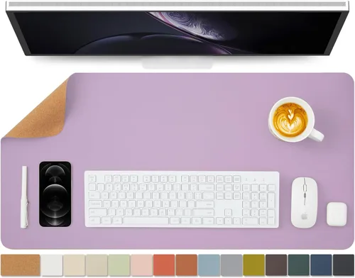 Miniatura 56 de Tapete de escritorio grande de corcho natural y cuero, tapete de escritorio ecológico, protector de escritorio de doble cara, tapete de teclado Café