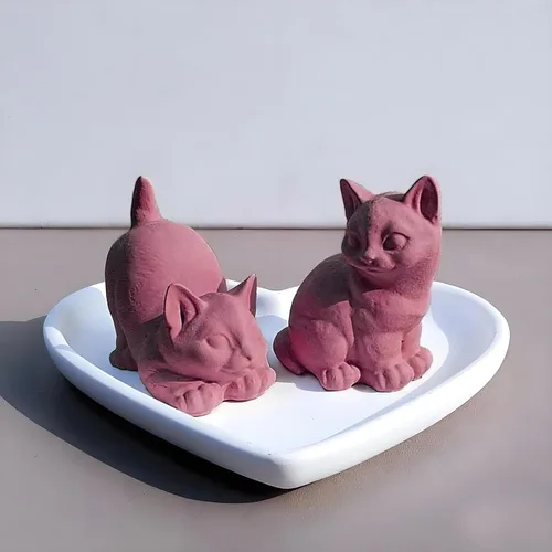 Miniatura 6 de Wehous 2 moldes de silicona para gatos, moldes de jabón de resina de animales 3D, lindo molde de fondant de animales para decoración de pasteles