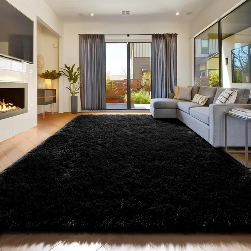 Miniatura 56 de Alfombras moradas para dormitorio de niñas, alfombra de 5 x 8 pies, alfombra peluda esponjosa para sala de estar, alfombras peludas gruesas