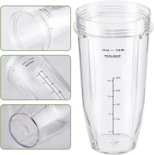 Miniatura 6 de Vaso de repuesto para licuadora de 24 onzas con tapas To-GO para Ninja, paquete de 2 piezas de repuesto compatibles con Ninja BL450 BL456 BL480