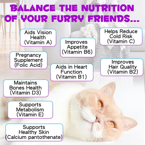 Miniatura 9 de Multivitamínico para gatos, 15 en 1, vitaminas para gatos, suplementos líquidos para la salud del corazón, huesos, articulaciones, piel y pelaje