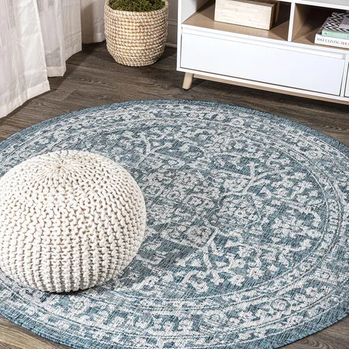 Miniatura 16 de JONATHAN Y Boho Medallion - Alfombra para interiores y exteriores, 3 x 5 pies, color verde azulado/gris, tejido texturizado Malta, para patio