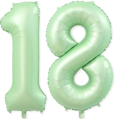 Miniatura 15 de Globos gigantes de papel de aluminio con el número 11, globos de aluminio de color verde claro de 40 pulgadas, globos gigantes de helio número 11