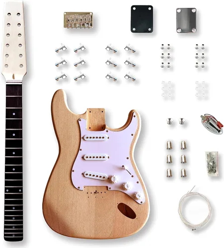 DIY 12 cuerdas ST estilo guitarra eléctrica kits caoba cuerpo arce cuello usted construye la guitarra