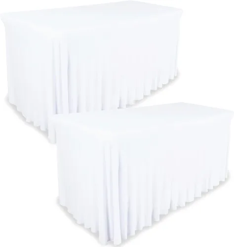 Miniatura 10 de Falda de mesa para mesas rectangulares de 6 pies – Fundas de mesa de elastano para mesa estándar de 6 pies – Mantel elástico ajustable de una pieza