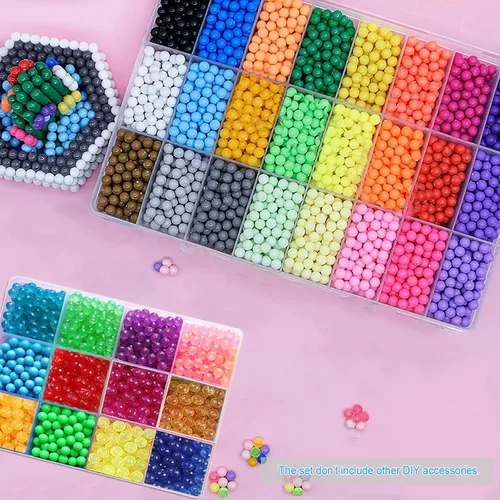 Miniatura 6 de Kit de 8500 cuentas de fusibles mágicos sin hierro de 0.197 in, 36 colores, sin cuentas de calor, juego de recarga creativo, juguetes de bricolaje