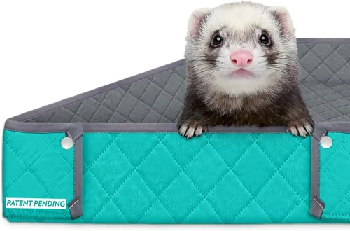 Miniatura 9 de Funda Lavable para Jaula Paw Inspired Critter Box, Ropa de Cama Reversible de Forro Polar con Bordes Elevados para Hurones, Conejos, Ratas, Gris/Rosa