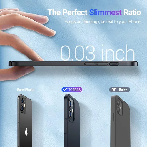 Miniatura 3 de TORRAS Funda Ajustada para iPhone 12 Case/para iPhone 12 Pro Case, Delgada pero Protectora, Cubierta de PC Duro Liviana Mate Anti-Rayones