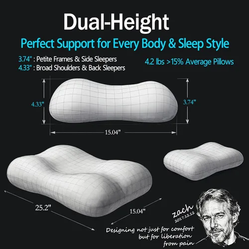 Miniatura 7 de HighBeds Almohada cervical para aliviar el dolor de cuello, almohada de espuma viscoelástica para dormir de lado y espalda, soporte BASF con Gris