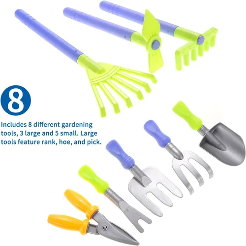 Miniatura 3 de PowerTRC Garden Wagon & Tools - Juego de 15 herramientas de jardinería para niños y vagones de juguete - Juguetes para niños pequeños al aire libre