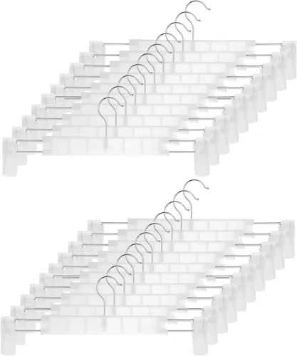 Miniatura 10 de GUANJUNE Perchas para pantalones, soportes para faldas que ahorran espacio con ganchos giratorios de 360°, clips ajustables, perchas para Rosa