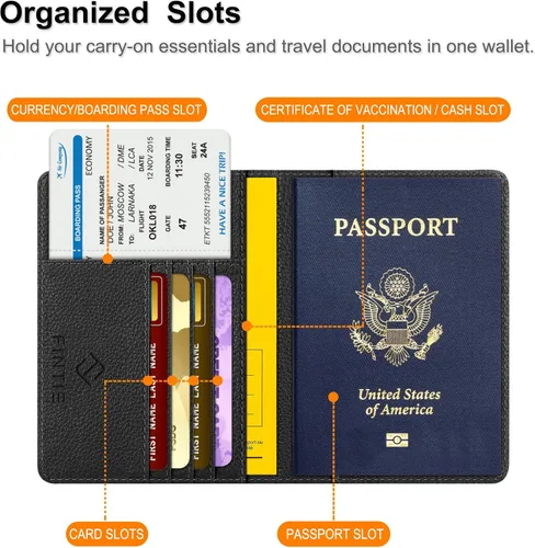 Miniatura 3 de Fintie - Funda para pasaporte, billetera de viaje delgada con bloqueo RFID, estuche para tarjetas, protector para pasaporte, elementos esenciales