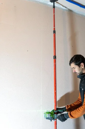 Miniatura 5 de Firecore Poste láser telescópico de 13 pies/4m con montaje láser de 1/4 pulgadas por 20 pulgadas, poste de montaje de nivel láser ajustable
