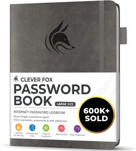 Miniatura 34 de Clever Fox - Libreta de contraseñas con pestañas alfabéticas, organizador de direcciones de Internet, tamaño grande, para inicios de sesión en Azul