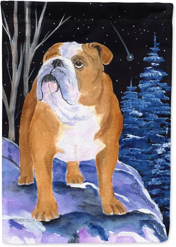 Caroline's Treasures SS8405GF Bandera de jardín con diseño de bulldog inglés de noche estrellada para buzón, bandera decorativa para patio exterior,
