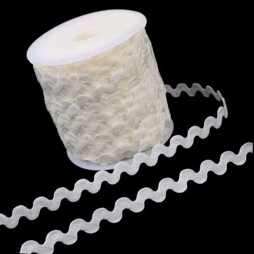 GXTIZAS Cinta de onda de ric rac con flecos ondulados de 40 yardas, color beige, cinta de encaje RIC Rac para coser, envolver regalos, decoración