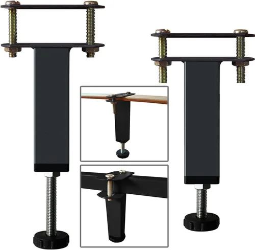 Miniatura 8 de Patas de soporte de metal para muebles, altura ajustable, marco central de cama resistente, elevadores de pies para plataforma Queen/King, piezas