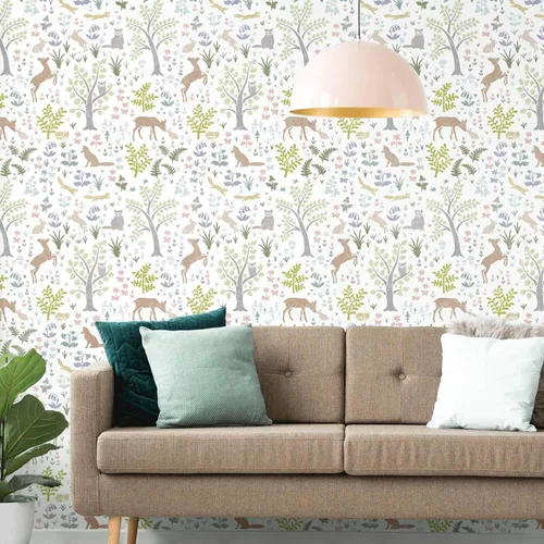 Miniatura 2 de Tanglewood Forest Stencil - Plantilla de pared para guardería, diseño de animales de bosque reutilizable para habitación de niños y habitación
