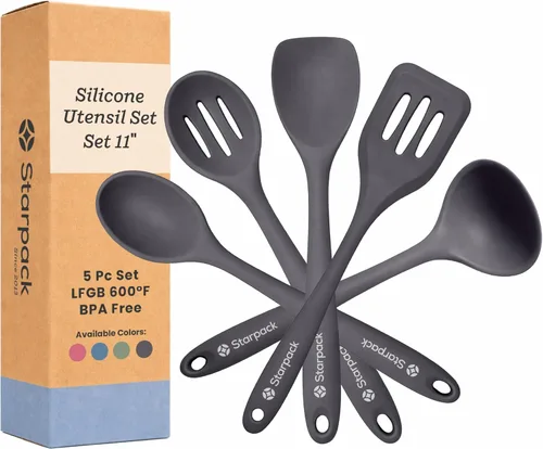 Miniatura 12 de Starpack Juego de utensilios de cocina de silicona 'Revuelve y sirve' (5 piezas) - 26.7 cm - Juego de utensilios de cocina resistente al calor hasta