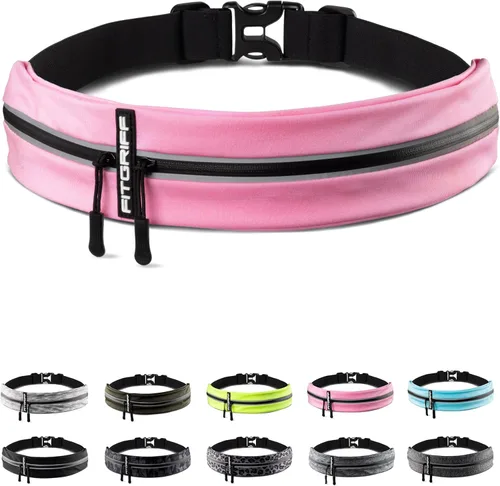 Miniatura 9 de Cinturón de correr Fitgriff® para hombres y mujeres - Bolso de jogging seguro para teléfono, llaves y elementos esenciales - Para todos los Blanco