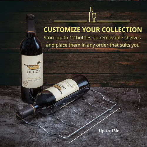 Miniatura 6 de SCHMÉCKÉ Refrigerador de vino con compresor de 12 botellas con cerradura, gran bodega independiente para vino tinto, blanco, champán o espumoso
