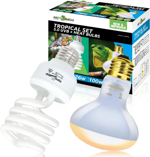 Miniatura 9 de REPTI ZOO Paquete combinado de bombilla de lámpara de calor para reptiles y luz UVB 10.0 para reptiles, bombilla de lámpara de calor UVA de luz