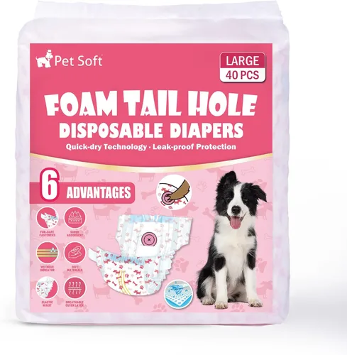 Miniatura 7 de Pet Soft Pañales Desechables para Perros - Pañales para Perras con Orificio de Cola de Espuma Ajustable, Ultra Protección Pañales para Cachorros