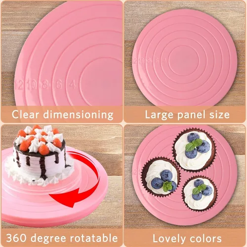 Miniatura 5 de 2 mini tocadiscos para tartas de 5.5 pulgadas, soporte giratorio de 360 grados, base giratoria de postre para pasteles para decoración de cupcakes