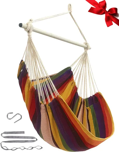 MIZTLI Silla Hamaca con Columpio para Interior para Dormitorio - Máximo 500 Libras - Barra de Acero con Anillos Antideslizantes - Para Interior y