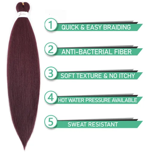 Miniatura 3 de Oferta de varios paquetes: extensiones de cabello preestirado Spetra para trenzar 24 pulgadas, 8 mechones de trenzas de cajón, sin nudos, 8 paquetes