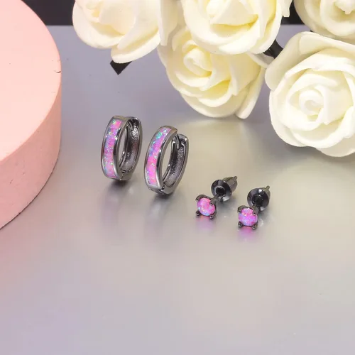 Miniatura 17 de CiNily Aretes Huggie de ópalo con bisagras, chapados en oro, hipoalergénicos, pequeños aretes de aro para mujeres, adolescentes, niñas, hombres