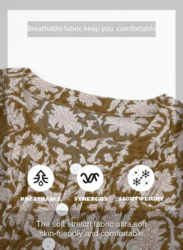 Miniatura 4 de SHEWIN Blusas de primavera para mujer, estilo casual, cuello en V, manga larga, blusas florales bohemias